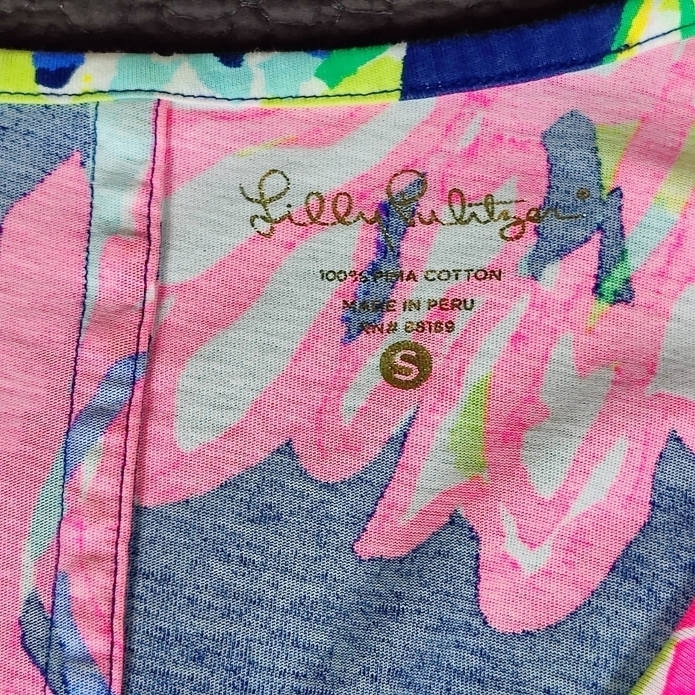Lilly Pulitzer Kenzie Dress Resort Navy Travelers Palm Multicolor Women's Small - Picture 10 of 15
